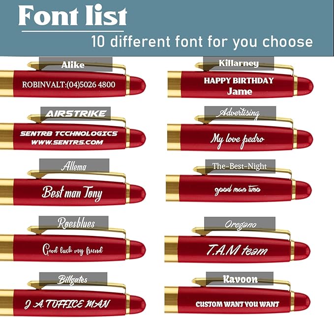 Ancolo Personalized Business Ballpoint Pens-Medium Point Nib - Quality Pens Metal Body no plastic, Engraving With Your Name/Message Corporate Executive Gift for any occations
