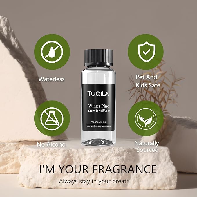 Tuqila Hotel Waterless Diffuser Oil Winter Pine, Essential Scent Oil Usage Cold Air Waterless Diffuser, Luxury Scents Oils Fragrance Bottle120 ML Home Natural Flavour
