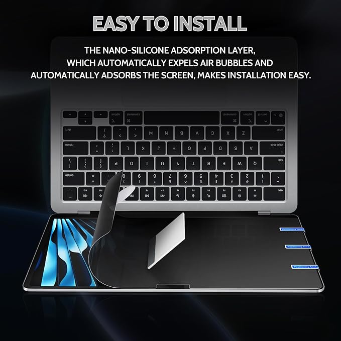 Peslv 360° 4 Way Privacy Screen for Macbook Air 13.6 &13 Inch (2022-2025, M2, M3, M4), Anti Glare Blue Light Spy Filter Private Cover, Bubble-Free Black Security Protector for Mac Laptop