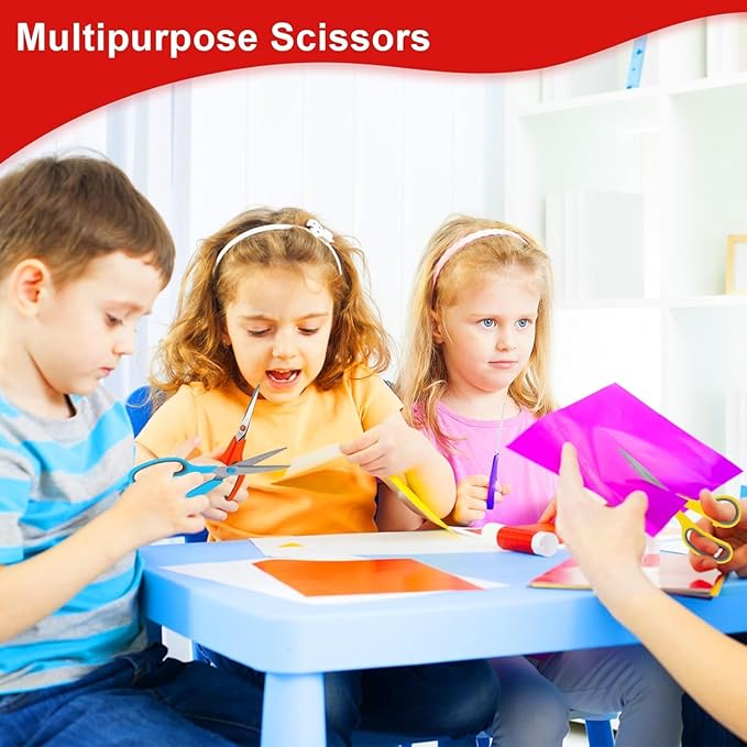 Scissors, Hnncugty 8" Scissors All Purpose Bulk Set of 18-Pack, Sharp Shears for Office Home Craft Sewing Fabric, High/Middle School Supplies Student Teacher Supplies, Comfort Grip Right/Left Handed