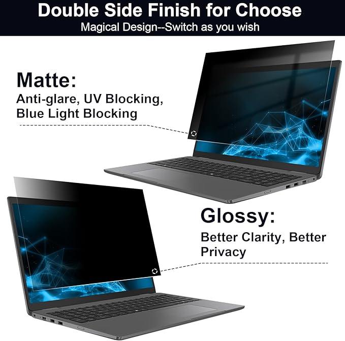 Hoktods 14 Inch 16:9 Laptop Privacy Screen Filter, Computer Monitor Privacy Shield, Anti Scratch Anti Spy Anti Glare Blue Light Screen