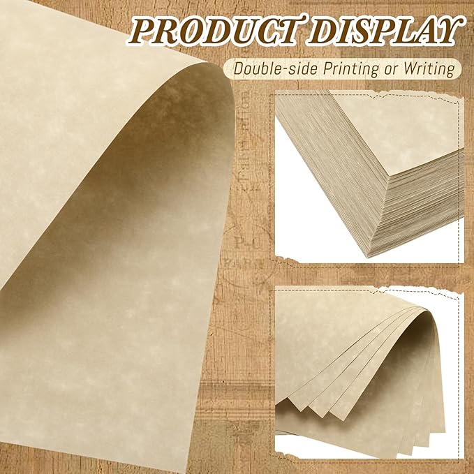 Epakh 200 Pcs Old Age Parchment Paper 8.5 x 11 Inch Standard Letter Vintage Colored Old Parchment Semblance Double Side Printing Paper (Fragrant Wood)