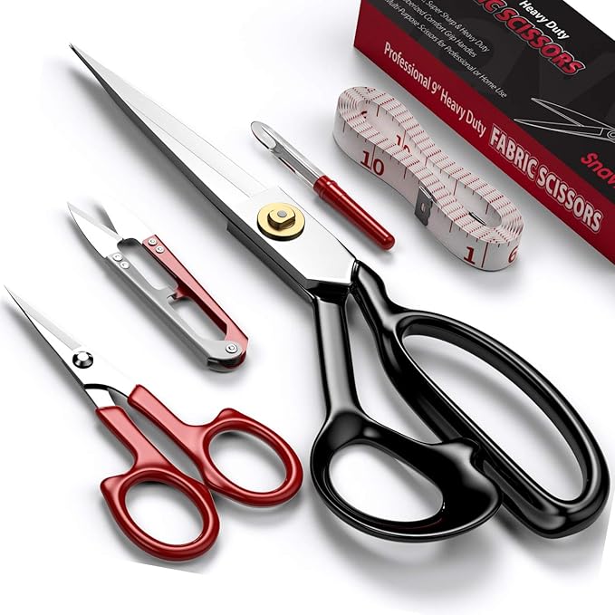 Fabric Scissors - 10 Inch Heavy Duty Tailor Shears for Fabric Cutting - Ultra Sharp Cloth Scissors - Multipurpose Utility Dressmaker Leather Titanium (10Inch)