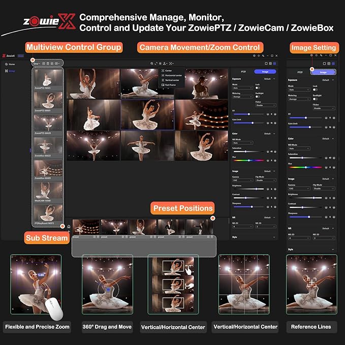 zowietek 4K PTZ Camera PoE, 18X Optical Zoom, Simultaneous HDMI and SDI Output, USB Out for Conference, RTSP/RTMP(s)/SRT, Standalone IP Live Streaming to YouTube for Meeting, Church, Event