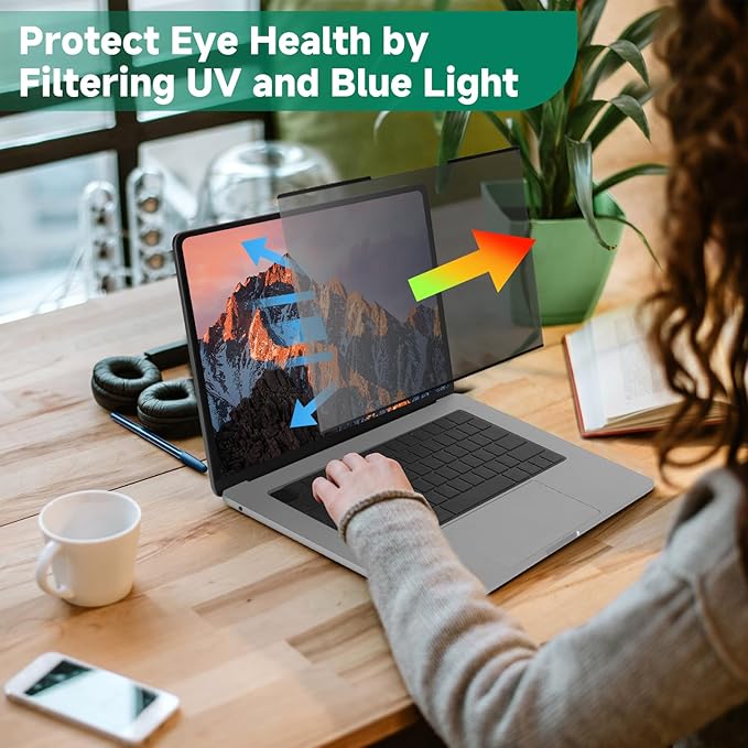 IRUYO FL Nano-Suction Laptop Privacy Screen 16 Inch 16:10, Removable Screen Privacy Shield for Laptop, Anti Glare, Anti Bule Light, Screen Protector for Lenovo HP Dell Acer Asus Thinkpad