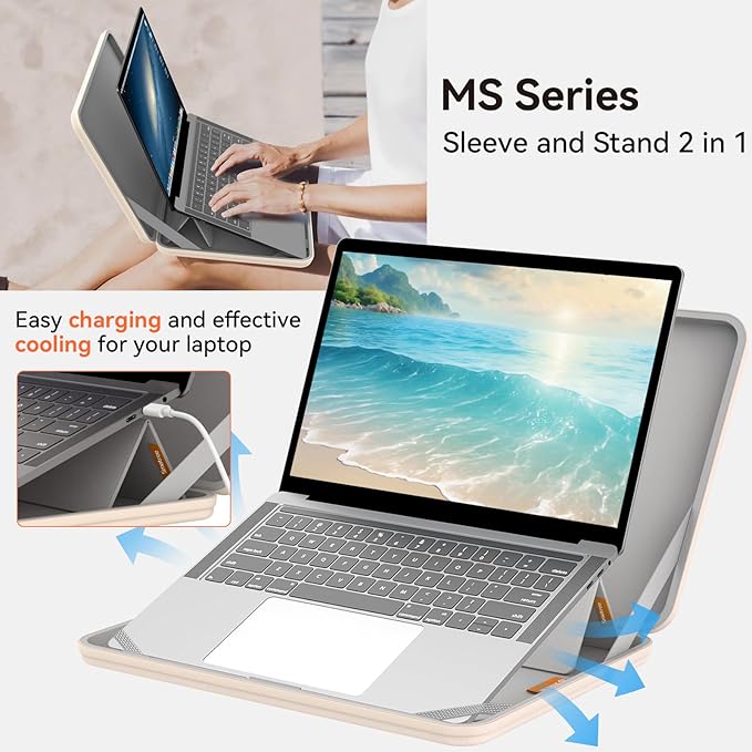 Smatree MS43T Hard EVA Protective Sleeve Case with Stand Compatible for 14 inch Acer Swift 3 Laptop - SF314-512-53L0 Waterproof Sleeve, White