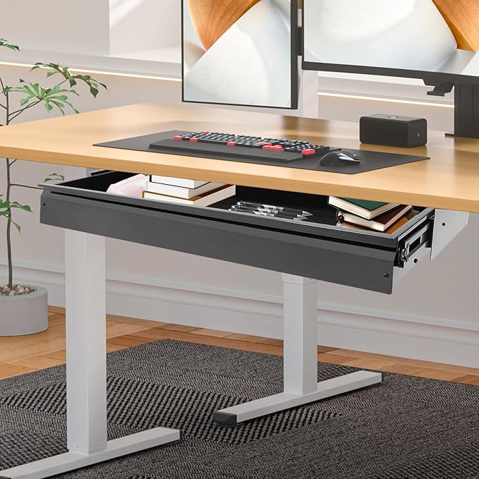 33" Under Desk Drawer Slide Out For Office Desk, Storage Organizer For Sit Stand Workstation, Black