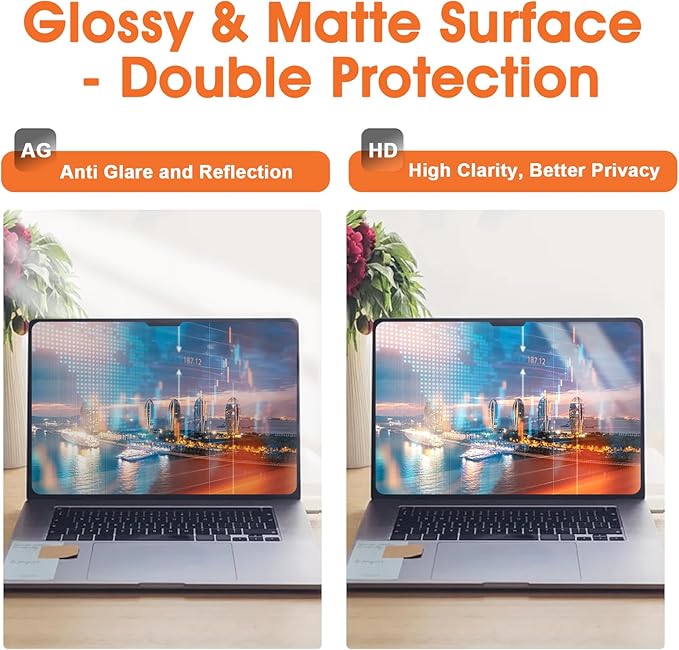 BSPROTE Magnetic Laptop Privacy Screen 14 Inch (Diagonal) 16:9 Display- Removable Anti-Glare Blue Light Filter, Computer Privacy Screen Shield Compatible with 14'' Hp Acer Asus Lenovo Dell Monitor