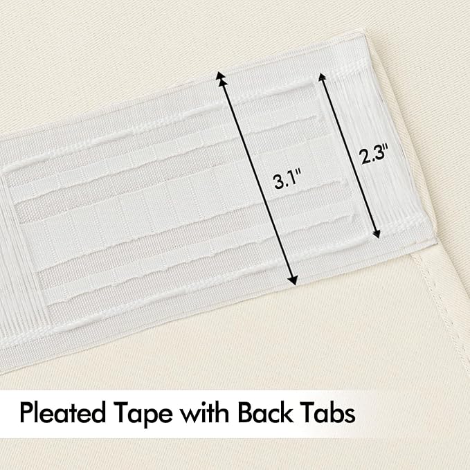 MIULEE Birch Back Tab Blackout Curtains 90 Inches Long 2 Panels Set