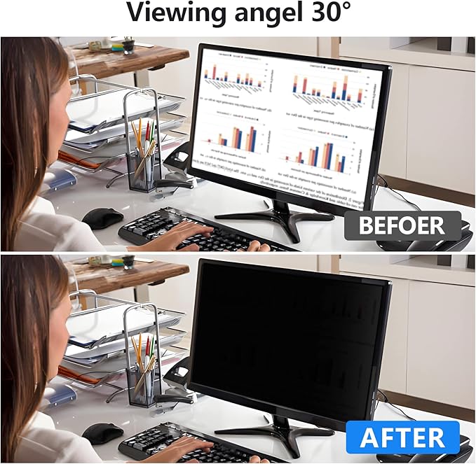 【2 Pack】 Computer Privacy Screen Protector 24 Inch with Hp Dell Asus Samsung LG and More, Removable Security Shield Filter for 16:9 Aspect Ratio Monitor Like ViewSonic Sceptre