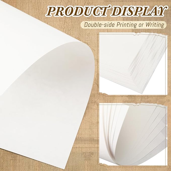 Epakh 300 Pcs Old Age Parchment Paper 8.5 x 11 Inch Standard Letter Vintage Colored Old Parchment Double Side Printing Paper (White)