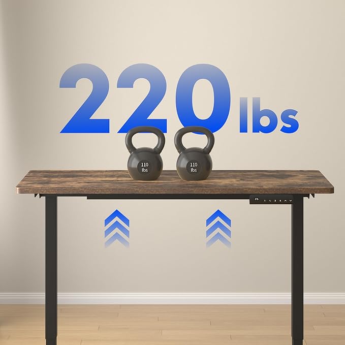 FLEXISPOT E3 Dual Motor Electric Standing Desk 48 x 30 Sit Stand Up Desk, Holds 220 lbs, Adjustable Height w/Memory Presets, One-Piece Special Walnut Desktop & Black Frame, Ships in 2 Boxes