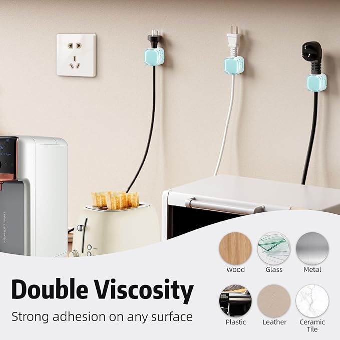 Magnetic Cable Clips Cord Organizer Holder, 6 Pack Adhesive Wire Holder Keeper Organizer USB Charging Cable Storage Holder for Home Office Phone Car Wall Desktop Nightstand Kitchen (Blue)