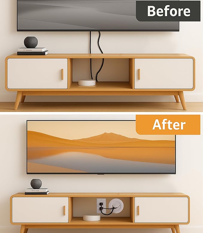 ZhiYo in-Wall Cable Management Kit for TV, White TV Cord Hider Kit, Behind Wall Cable Management for Mounted TVs, Cord Concealer Kits with 2 Wire Pass Throughs and 1 Hole Saw Drill Attachmen