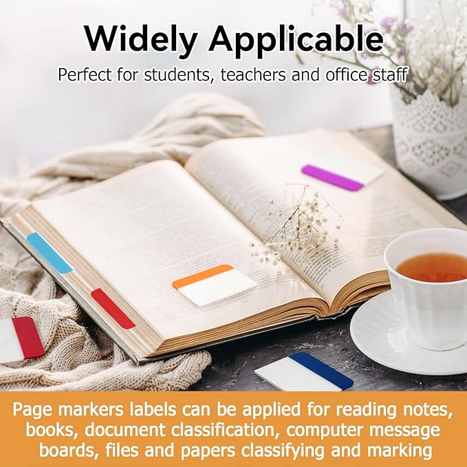 1200 Pieces Tabs 2 Inch Sticky Index Tabs, Colored Page Markers Repositionable Divider Tabs for Notebooks, Binder, File Folders, Books (60 Sets 10 Colors)
