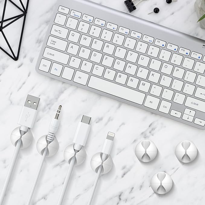 12 Pack Cable Clips, Znben Wire Organizer Holder Adhesive Cord Management Charger Wire Holder Clips for Desk, Home, Office, Car, Cubicle, Nightstand White