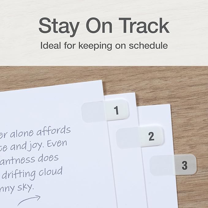 Redi-Tag Daily Adhesive Tabs, Preprinted Daily Tab, 12 Sets of 1-31 plus withBonus Blank Tabs, 7/17" x 1", Durable and Customizable Labels with Permanent Adhesive for Planners & Files, White (1006548)