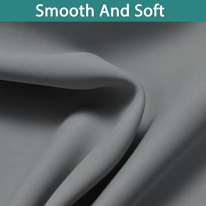 Yakamok 100% Grey Blackout Curtains