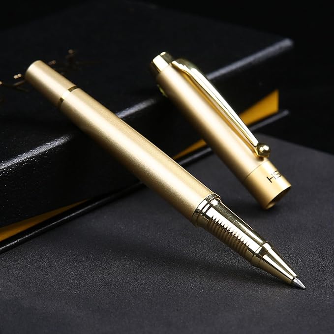 HSK Ballpoint Pens Luxury gift Pen Black Refill Line width 0.5mm,Best Ball Pen Gift Set for Men & Women Professional Executive,Office,Nice Pens Classy Gift Box (Gold)