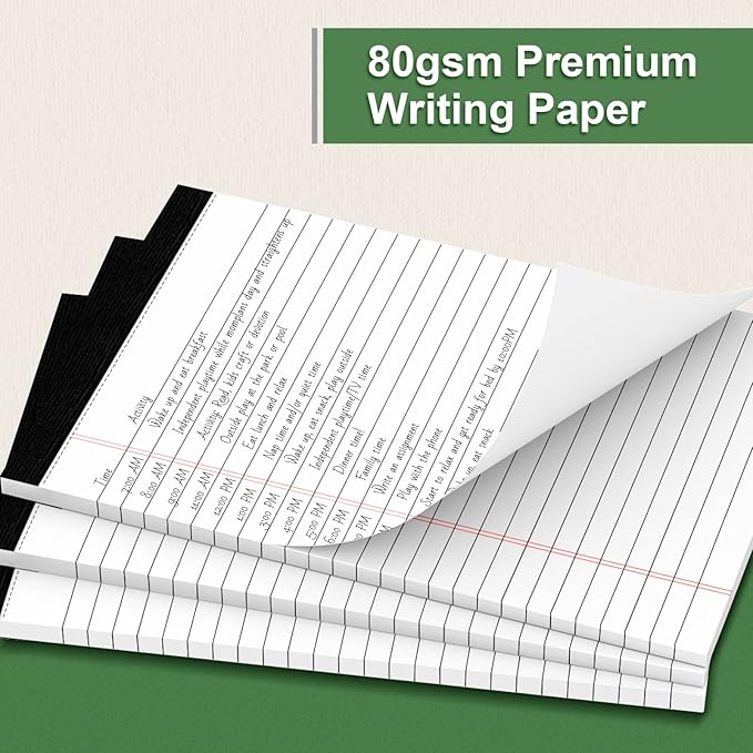 MuiAng 3 Pack Note Pads 5 x 8 Inch, Small Notepad, College Ruled Legal Pads, White Lined Writing Pads for Work or School, 30 Sheets/Pad, Perforated Recycled Note Paper for Note-Taking, Grocery List
