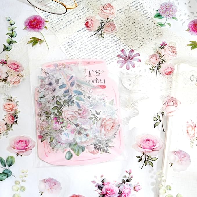 Obujopal 600 Pcs Natural Botanical Flower Stickers, Wildflower Stickers for Scrapbooking Junk Journal Notebook Diary Planner Letter Envelope Water Bottle Phone Case Craft Decoration (Set of 6)
