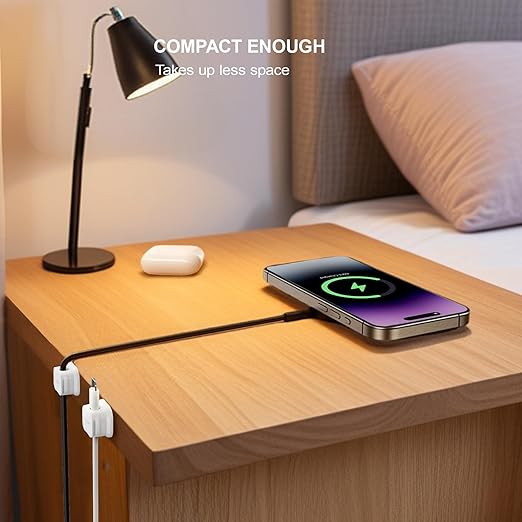 Picozon 6 Pack Magnetic Cable Clip Organizer Cord Holder, Picozon Adhesive Cable Management, Wire Phone USB Charger Cable Holder Keeper Organizer for Car, Office Home Desktop, Wall, Night Table
