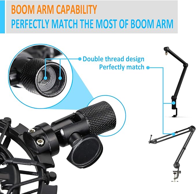 SUNMON Shure MV7 Shock Mount Compatible with Shure MV7 Microphone, MV7 Shock Mount Reduces Vibration Noise Matching Mic Stand Boom Arm by SUNMON