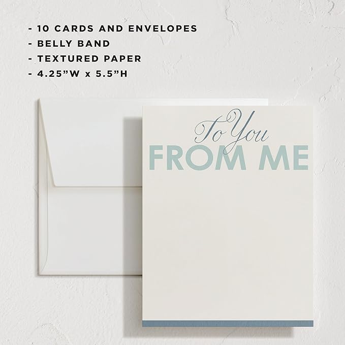 Minted To You From Me Stationery Set, Set of 10, Flat Note Cards & Envelopes for Invitiations and Handwritten Thank You Messages, Blue Star Backer Design, Gifts for Men or Women, Luxurious Paper