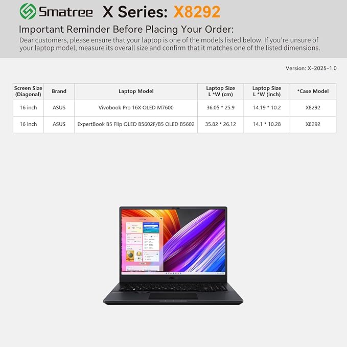 Smatree Hard EVA Protective Sleeve Case Compatible for 16 inch ASUS Vivobook Pro 16X OLED M7600, for 16 inch ASUS ExpertBook B5 Flip OLED B5602F/B5 OLED B5602, Anti-Shock Laptop Case, White (X8292W)