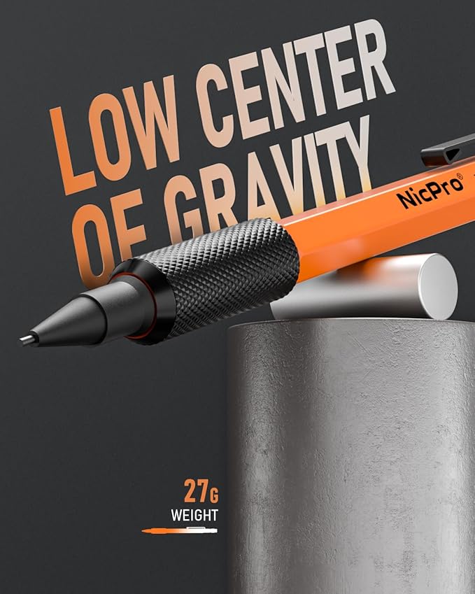 Nicpro 1.3 mm Mechanical Pencils Set with Lead Refill Black & Colors, Eraser - Orange Weatherproof Metal Heavy Duty Carpenter Pencil for Outdoor Marking Drafting Drawing Sketching Woodworking in Case