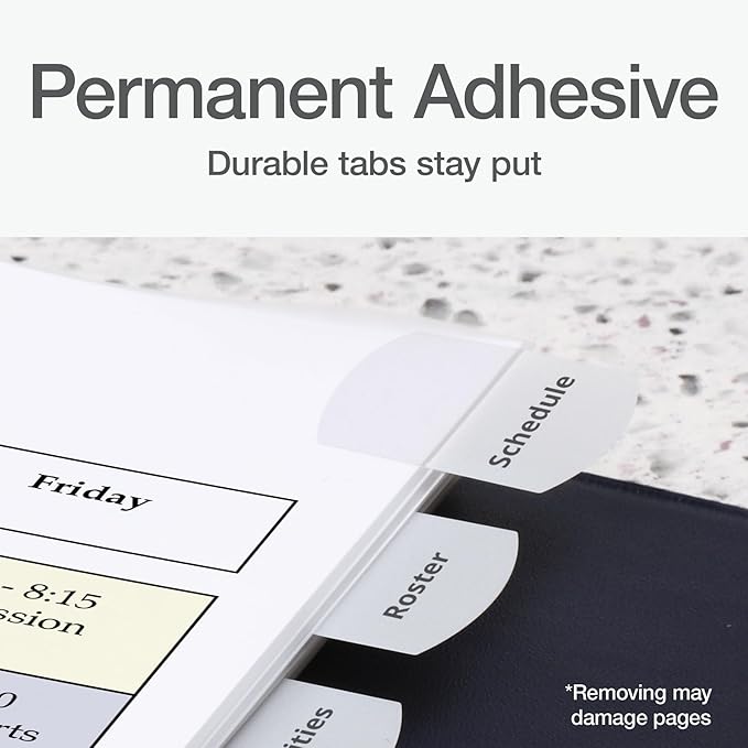 Redi-Tag Laser Index Tabs, Divider Tabs, Permanent Adhesive Index Labels, Customizable Divider Labels, Divider Labels for School, Home and Office, 1-1/8" x 1-1/4", White, 375 Tabs, (B39017)