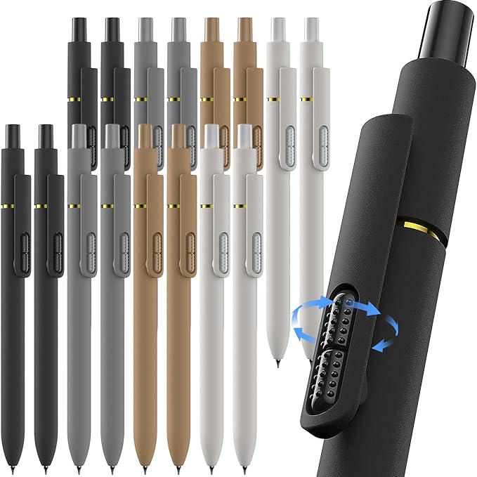 Hiacry 16 Pcs Gel Pens - 0.7mm Fine Point Smooth Writing Fidget Pens, Quick-Dry Long Lasting Black Ink, Office & School Supplies Men Women Student (Classic Color Black Ink)