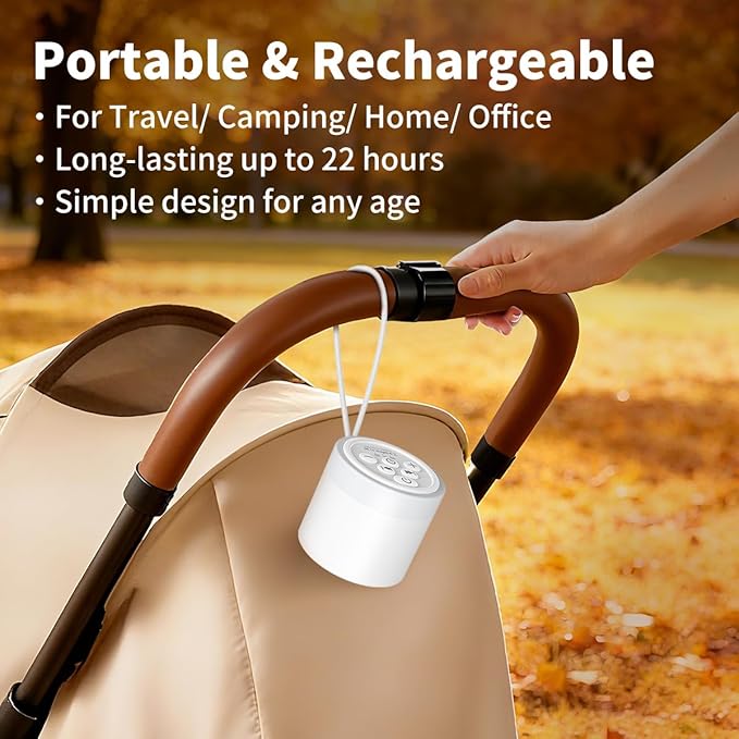 Sound Machine Mini White Noise Machine with 30 Soothing Sounds 4 Timers Memory Function for Newborn Baby Kids Adults Portable Rechargeable Sleep Brown Noise Machine for Travel Camping Home Office