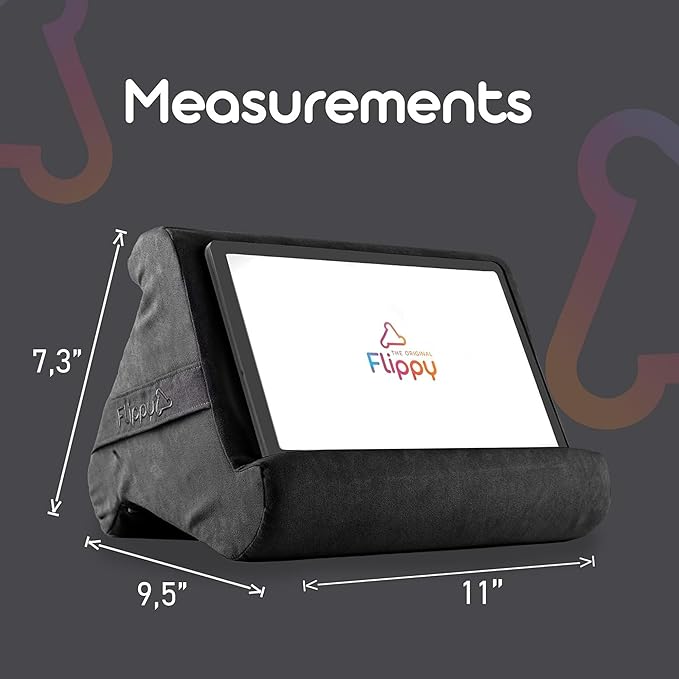 Flippy Original Tablet Pillow Stand & iPad Holder, Gift for Book Lovers & Readers, Multi-Angle Stand with Storage for Lap, Desk & Bed, Compatible with Kindle, Fire, iPad & Samsung, Smokey
