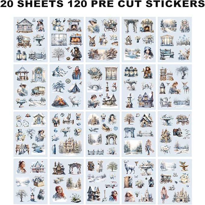 Auguro 4 Books for Seasons Stickers for Scrapbooking 480 Pre-Cut Pet Transparent Stickers for journaling Spring Summer Fall and Winter Sticker