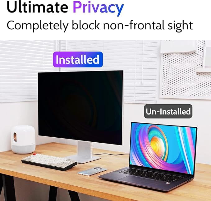Peslv Computer Privacy Screen 23 Inch for 16:9 Widescreen Monitor, Removable 23inch Anti Blue Light Anti Glare Monitor Privacy Filter Shield