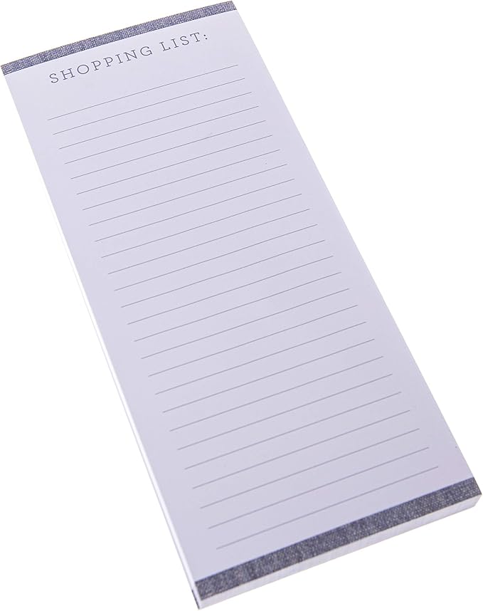 Graphique Magnetic Notepad, Chambray – 100 Sheets, 4” x 9.25” x .5” – Front Says, “Shopping List”, Sticks to Any Magnetic Surface, Perfect for Shopping and Grocery Lists, Makes a Great Gift