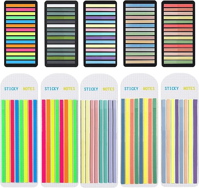 Potanro Sticky Tabs 2300 Pcs Translucent 10 Sheets Highlighter Book Tape Long Highlighting Sticky Tabs for Annotating Books, Aesthetic Office Suppliesbook for Annotating Books