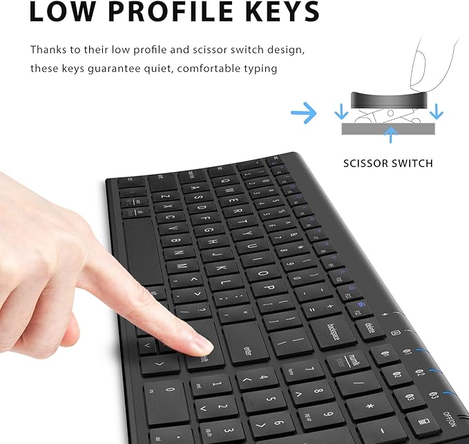 iClever BK10 Bluetooth Keyboard, Universal Bluetooth 5.1 Wireless Keyboard with Number Pad, Ergonomic Design, Multi-Device Compatibility, Stable Connection for Mac, iPad, iPhone, Android, Windows