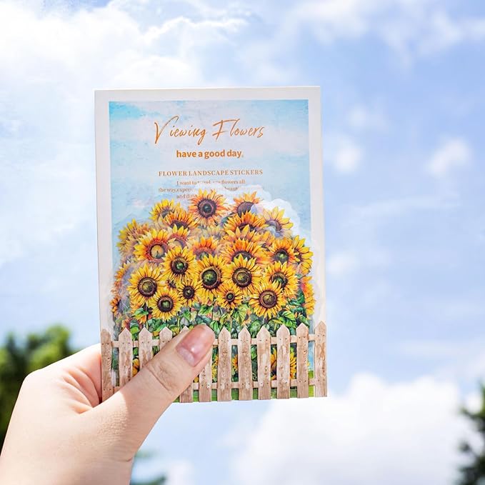 AurriiLeaf Viewing Flowers PET Sticker Set, 120PCS Floral Ephemera for Scrapbooking, Journaling, Crafting, DIY Projects, Diaries, and Art Supplies