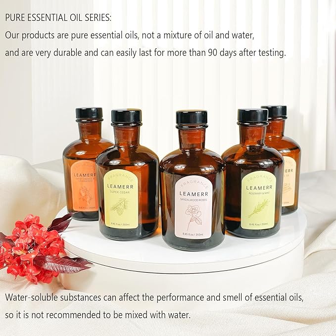 LEAMERR Premium Reed Diffuser Set - 8.8 oz (250 ml) Bedroom Bathroom Living Room Home Fragrance Products SANTAL33 Scent 1 Pack