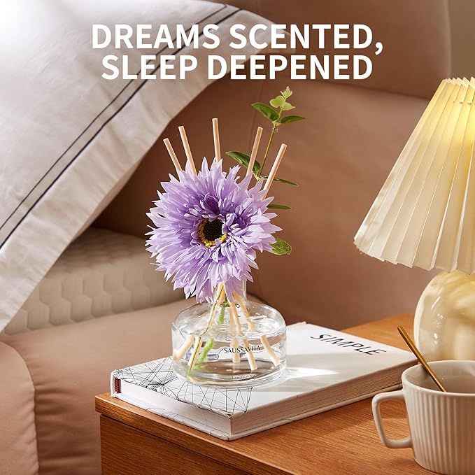 Reed Diffusers Set Lavender Scent with Transparent Bottle, 7.10 oz Diffusers for Home with 7 Diffuser Sticks, Reed Diffuser for 120 Days, Long Lasting Scent for Bedroom, Spa and Sleep Support
