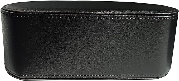Leather Remote Control Holder with 5 Compartments TV Remote Caddy Storage Box/Tray,Desktop Organizer Store Controller,Glasses,Brush,Media Player,Pen,Space Saver for Bedside Table/Office Desk(Black)