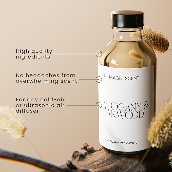 The Magic Scent Mahogany & Teakwood Diffuser Oil - Hotel & Home Luxury Scents Inspired by Abercrombie & Fitch - Diffuser Oil Scents for Home Designed for Use in All Diffusers - 16.9 fl oz, 500 mL