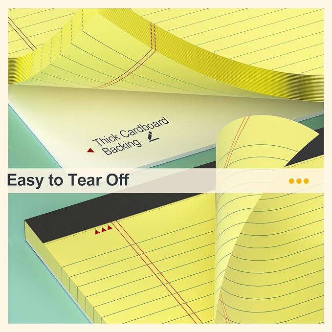 Yellow Legal Pads 8.5 x 11 College Ruled - 12 Pack Yellow Paper Tablets 8 1/2 x 11 Note Pads - Perforated Yellow Pads 8.5 x 11 Double-Size Printing Notepad 30 Sheets each Note Pad for Office School