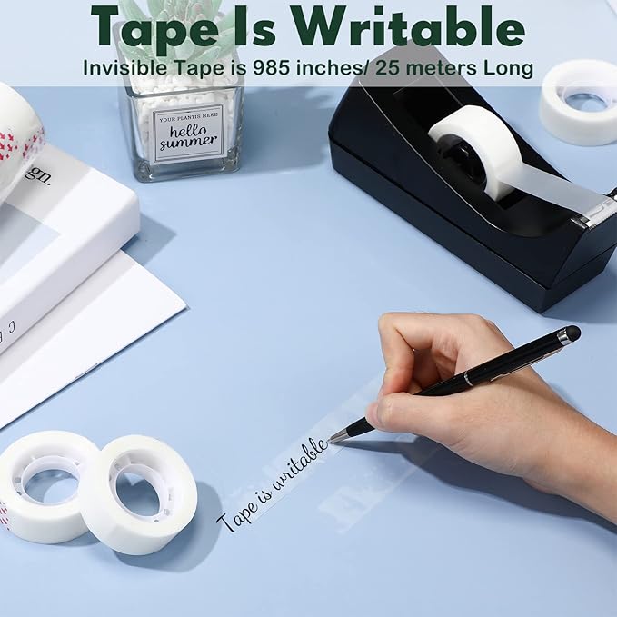Yahenda 18 Pack Desktop Tape Dispenser Non Skid Base with 0.7 x 985 Inches Invisible Tape Refills Bulk Weighted Roll Dispenser for Office Home School