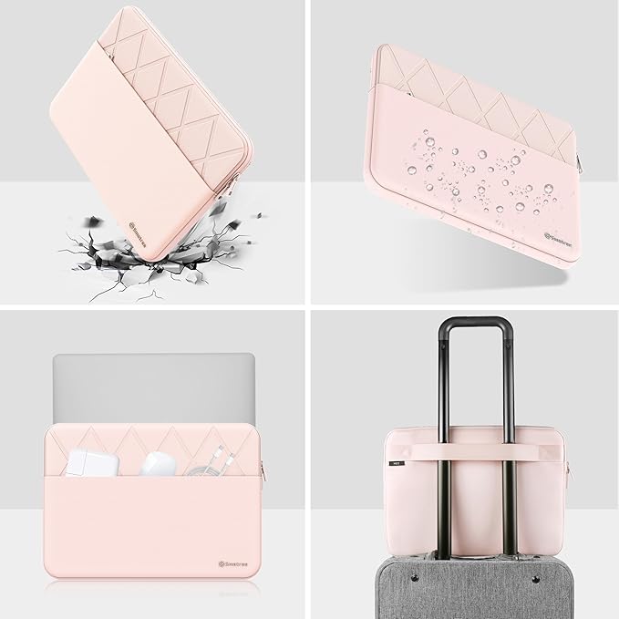 Smatree Laptop Sleeve for 14 inch MSI Modern 14 H D13M, MSI Protective Slim Laptop Case with Accessory Pocket, YKK Zipper, Patented Super-Corner Design, Pink (E429P)