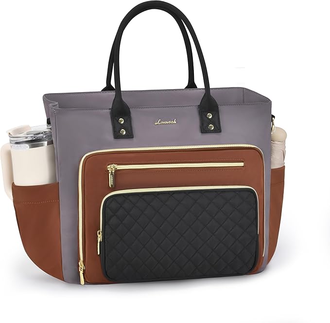 LOVEVOOK Laptop Tote Bag for Women, Work Bags Computer Laptop Bag, Teacher Nurse Bags With Large Cup Holder, Professional Briefcase Business Purses Handbag Gifts, 17 Inch