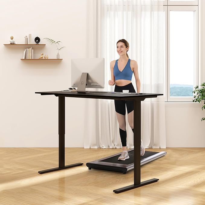 FLEXISPOT E3 Dual Motor Electric Standing Desk 48 x 30 Sit Stand Up Desk, Holds 220 lbs, Adjustable Height w/Memory Presets, One-Piece Mahogany Desktop & Black Frame, Ships in 2 Boxes