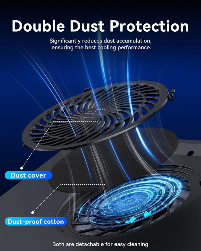 llano V12 RGB Laptop Cooling Pad, Gaming Laptop Cooler with 5.5 Inch Powerful Turbofan, Fast Cooling Laptop 15.6-21in, Adjustable Speed, Touch Control, LCD Screen, Black (RGB)